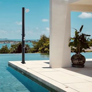 Casa.pro Douche Solaire de Jardin Extérieure Réservoir d'eau 18L avec Pomme de Douche Pivotant Robinet pour Pieds Température Réglable Max. 60°C sans Raccordement Électrique Résistant Jardin Piscine