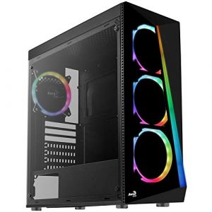 Aerocool Boitier Moyen Tour ATX Shard TG RGB avec Panneau vitr&eacute;