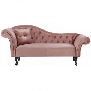 Beliani Chaise longue côté gauche en velours rose LATTES