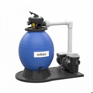 wiltec Filtre à sable et particules – 550 w – capacité 38 l / 30 kg – 18 000 l/h – avec Vanne 5 positions et Pompe de filtrage auto-amorçante –