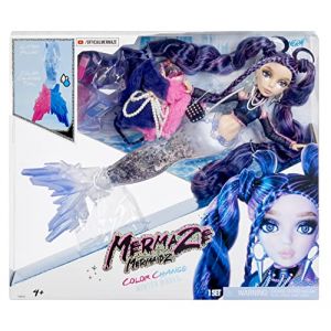 Mga entertainment Mermaze Mermaidz Winter Waves-NERA-avec 1 poupée sirène, 1 nageoire avec Changement de Couleur, 1 Queue remplie de Paillettes & Accessoires – Dès 4 Ans, 585404EUC