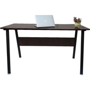 Bureau informatique Stoer - vintage industriel - largeur 130 cm - m&eacute;tal noir bois brun