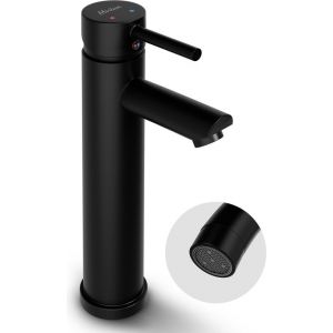 Mirlux Robinet de lavabo noir - Mélangeur de lavabo salle de bain - Robinet de lavabo - Robinet de lavabo / WC - Robinet - Robinet d'eau froide et chaude - Robinet de toilette eau froide et chaude