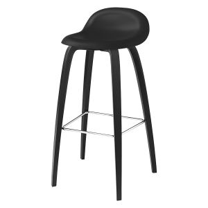 Gubi Tabouret 3d Bar Stool Base En Bois (Black - Hirek Et Hêtre Teinté Noir)