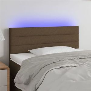 VidaXL T&ecirc;te de Lit &agrave; LED Meuble de Chambre &agrave; Coucher Accessoire de Lit Simple T&ecirc;te de Cadre de Lit Int&eacute;rieur Marron Fonc&eacute; 90x5x78/88 cm Tissu