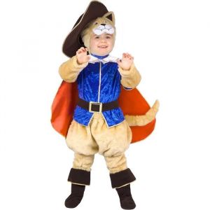 Ciao- Gatto Con Gli Stivali Costume Travestimento Peluche Baby Anni, Blu/Rosso Chat Déguisement pour Enfants, Unisexe, Caricature, 55312.2-3, Bleu/Rouge, 2-3 Ans