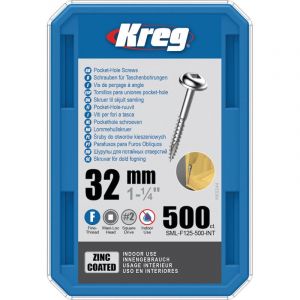 Vis &agrave; trous de poche 32 mm Rev&ecirc;tu de Zinc Maxi-Loc, Filetage fin - KREG - SML-F125-500