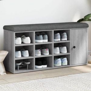 VidaXL Banc à Chaussures Banquette de Rangement avec Siège Meuble à Chaussures avec Coussin Moderne Sonoma Gris 835094