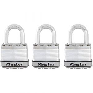 Image de Master Lock Lot de 3 cadenas à clé - acier laminé - 45mm de large - anse 24mm