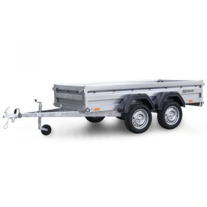 Monmobilierdesign Remorque double essieu en acier 265 cm ridelles avant/arrière ouvrantes 265T