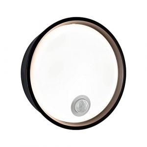 Image de Paulmann 94698 luminaire d'extérieur LED Applique Platomo détecteur mouv. Résistant à l'eau de mer IP44 Rond 180mm 3000K 14,5W 1200lm Noir Plastique, Matière, 14.5 W