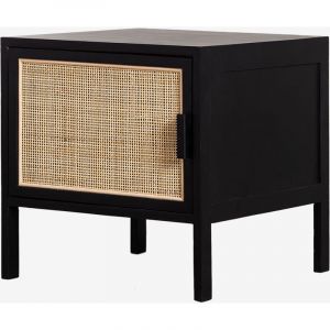 Table de Chevet en Rotin et Bois Reyna SKLUM Noir
