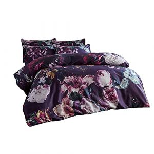 Paoletti Cordelia Super King Duvet Cover Set, Cotton, Multi, Violet