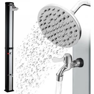 Douche solaire Celsius Taree 60 litres, argent Avec robinet et douche de pied jusqu'à 60 °c max.