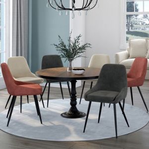 Idmarket Lot de 6 chaises THALYA en velours mix color gris foncé x2, terracotta x2, beige x2 avec accoudoirs