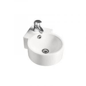 Rue du Bain Lave main d'angle Rond - Céramique Blanc - 43 x 31 cm - Style
