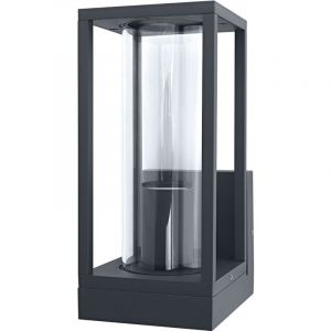 Osram Applique extérieure E27, aluminium, verre transparent, IP44, gris foncé, design rectangulaire, 140 x 110 x 245 mm, matériel de montage inclus