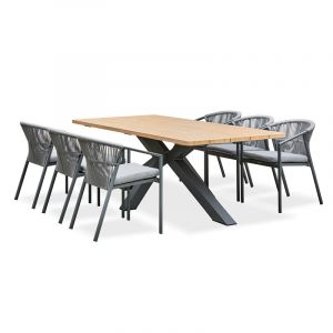 Remarquable Ensemble repas de jardin 6 places - Gris anthracite