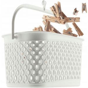 Panier &agrave; pinces &agrave; linge classique - Panier &agrave; pinces &agrave; linge - Panier &agrave; pinces &agrave; linge - Panier &agrave; pinces &agrave; linge avec crochet (blanc) - Kadax