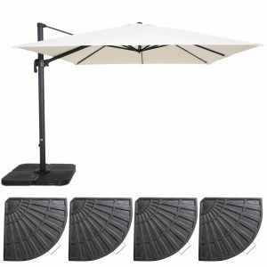 Image de Oviala Parasol Déporté Carré (3 X 3m) + 4 Dalles Lestées