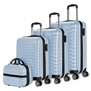 Numada Set de Valises Rigides ABS 4pcs Cabine 53cm, Medium 63cm, Large 75cm Et Trousse De Toilette 4 Roulettes Et Cadenas À Combinaison