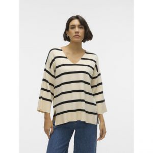 Vero Moda Pull en maille col en v gris clair