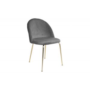 Declikdeco Chaise en Velours Gris et Piétement Doré ROMEA