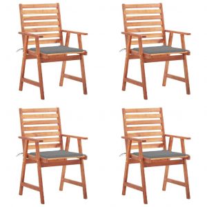 Image de VidaXL Chaises ? d?ner d'ext?rieur 4 pcs avec coussins Acacia massif