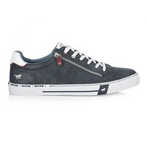 Mustang Baskets basses bleu marine et &agrave; lacets et zip lat&eacute;ral