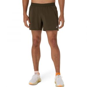 Asics Road 5in Short De Running Hommes - Marron, Vert, Taille M