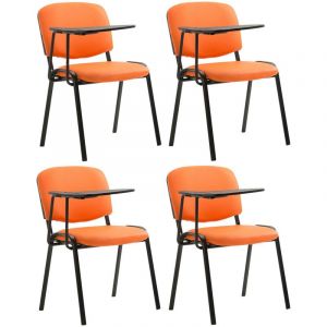 CLP Lot de 4 Chaises Ken en similicuir avec tablette rabattable, Orange