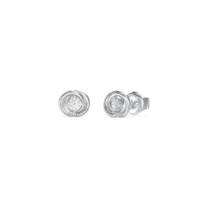 Boucles D'Oreilles Perfect Acier Rhodié Puces Et Zircons Cubiques 8 Mm
