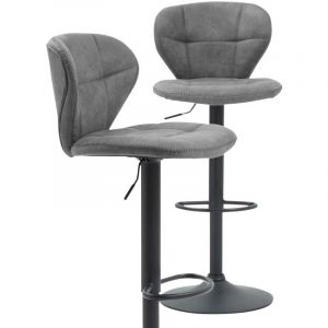Made In Meubles - Chaise de bar vintage noire pied central réglable Isis (lot de 2) - Noir