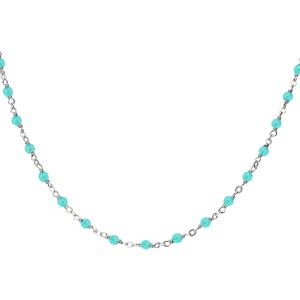 Collier Argent Rhodié Et Pierres Naturelles Amazonite