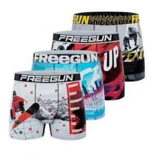 Freegun Boxer Enfant, Cale&ccedil;on Gar&ccedil;on Sport Extreme, Doux & Respirant (Lot de 4), Bleu Taille 14 ans/16 Ans