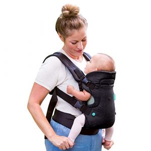 Infantino Porte-B&eacute;b&eacute; Flip 4-en-1 Ergonomique, 4 Fa&ccedil;ons de Porter Convertible, Confortable, Lani&egrave;res Rembourr&eacute;es, Ajustable, Support de T&ecirc;te Pour B&eacute;b&eacute;s de 3,6 &agrave; 14,5 kg, Noir