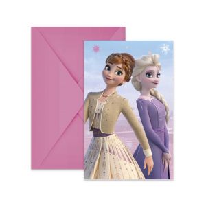 Image de Procos 6 Invitations avec enveloppes Frozen Wind Spirit - Couleur Violet - Taille Taille Unique