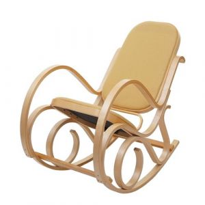 Mendler Fauteuil à bascule M41, fauteuil TV, bois m if ~ aspect c ne, jaune