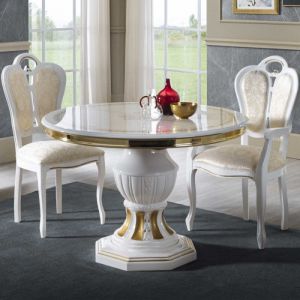 Table de repas ronde 110 cm avec allonge - adele - Table de repas : l 110/150 x l 110 x h 75 cm - Blanc
