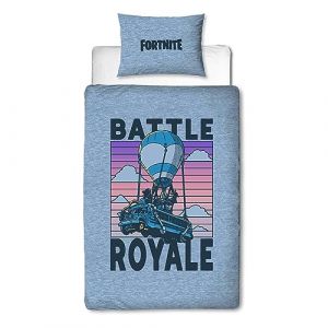 Character World Fortnite Parure de lit Officielle pour Enfant Motif Battle Royale r&eacute;versible 2 c&ocirc;t&eacute;s avec taie d'oreiller Assortie | Polycoton