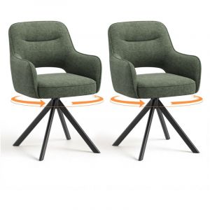 COLAMY Chaise - Lot 2 Chaise pivotante premium avec demi-accoudoirs &mdash; Base m&eacute;tallique haute stabilit&eacute;, vert