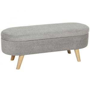 Homcom Banc banquette bout de lit - coffre de rangement 2 en 1 en tissu avec pieds en bois 110l x 40P x 43H cm gris clair