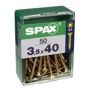 Spax Lot de 50 vis acier t?te fraisée pozidriv Diam.3.5 mm x L.40 mm