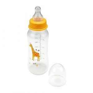 Bébé Douceur, Biberon Col Etroit avec Tétine Débit Variable Silicone 250Ml Girafe Savane
