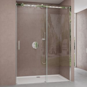 Porte de Douche Transparent pour Niche 115cm Paroi de Douche avec Porte Coulissante Teramo4 en Verre de Sécurité Anticalcaire 115x195cm Montage