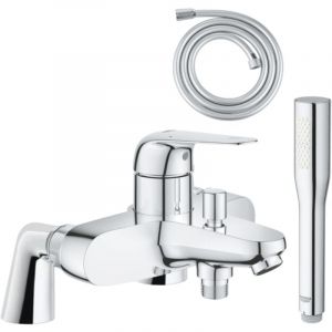 Grohe Pack mitigeur mécanique Swift avec colonnettes + Douchette 1 jet Vitalio Get Stick + Flexible 1750 mm
