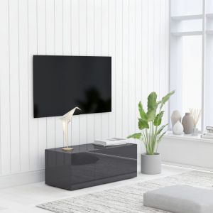 Image de VidaXL Meuble TV Gris brillant 80x34x30 cm Aggloméré