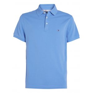 Tommy Hilfiger Polo en maille piquée de coton biologique bleu ciel uni à col polo 3 boutons