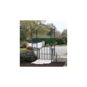 Image de L'héritier du temps Arche Portillon Classic Garden Portail Arche à Rosiers de Jardin en Fer Forgé Marron Martelé ou Gris Anthracite 71x120x228cm