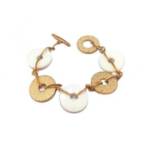 Guess Ladies'Bracelet CWB10902 Ceramic Golden Steel White Steel/Ceramic (21 cm)